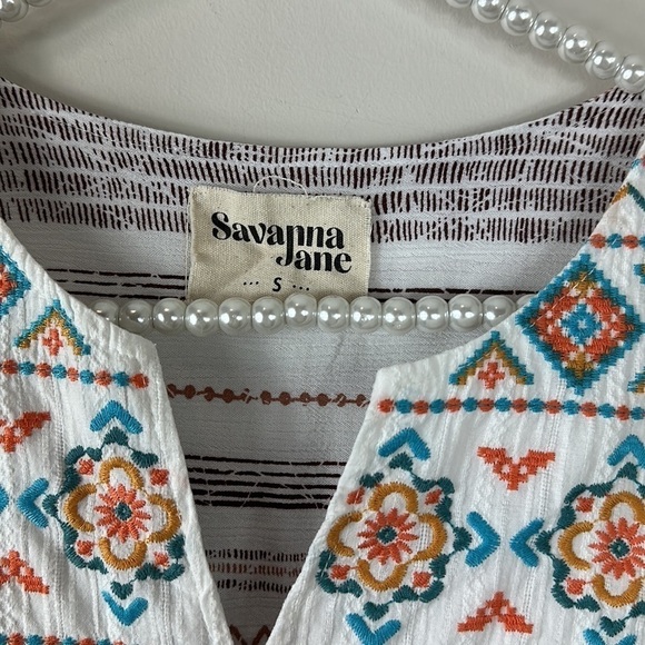 Savanna Jane Embroidered Western Aztec Tribal Swing Top Small - Picture 5 of 8
